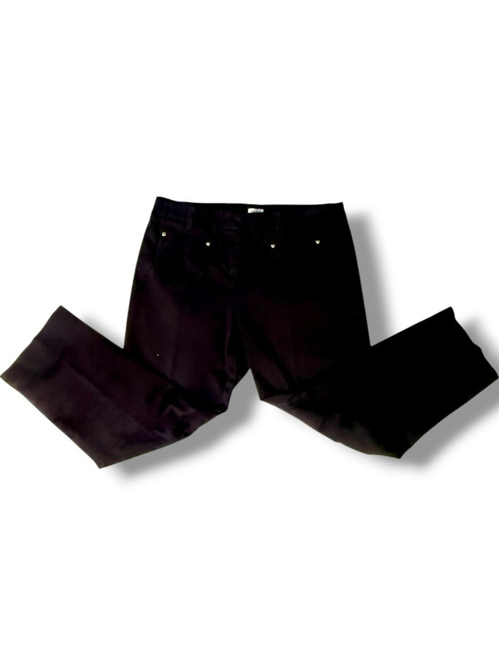 Caché Black Mid Rise Straight Leg Cropped Pants Size 8